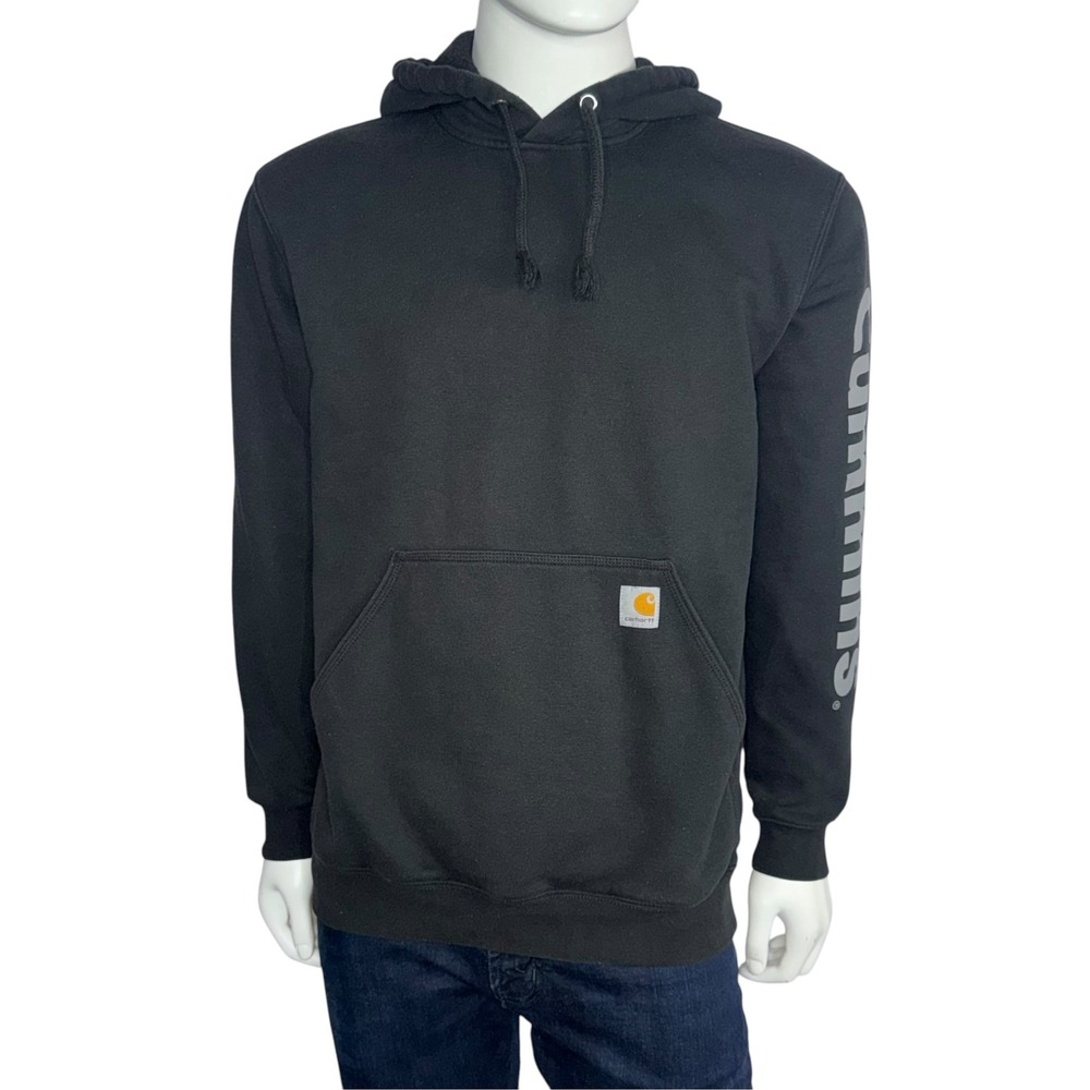 Carhartt Mens K121 Cummins Graphic Hoodie Black Loose Fit Medium Pullover